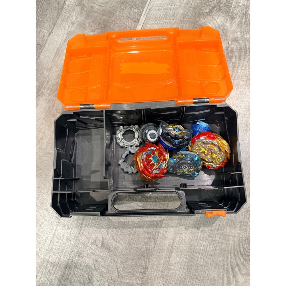 Beyblade Burst Lot 4 Tops Infinite Achilles Prime Apocalypse Storage Case